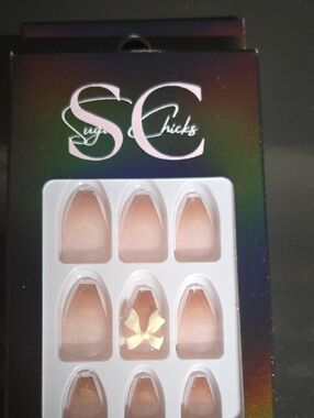 Sugar Chicks Nude Ombre 24 Press-On Nails with Gold Accent